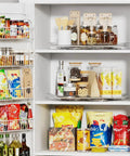 Lazy Susan Organizer For Refrigerator And Kitchen Turntable 14.56 Inch By 11 Inch Condiment Storage Fridge Organization Pantry Cabinet Countertop Organizer Grab And Go Rotating Shelf Requires Over 15.5 By 12 Inch Clearance in pantry shelf with snacks and jars