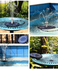 Solar Fountain Pump 3.5W for Water Features Outdoor Bird Bath with Multiple Nozzles installed in garden ponds and bird baths