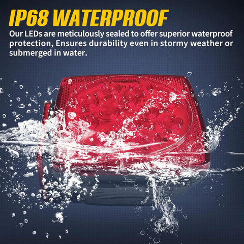 12V Submersible LED Trailer Light Kit with 7 Functions underwater, showcasing IP68 waterproof protection.
