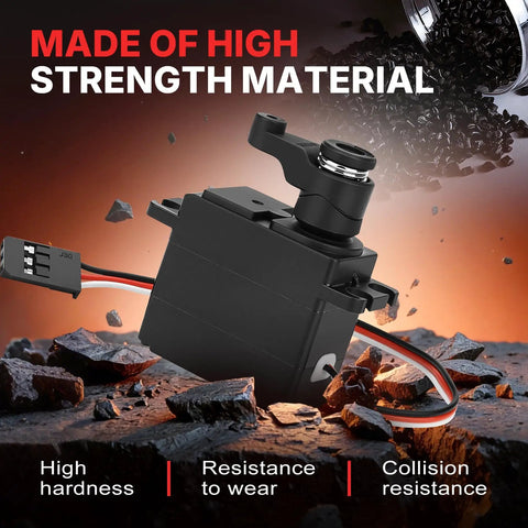Gears Digital RC Servo Replacement H14BM 14210 14209 made of high strength material on a rocky surface, shows durability.