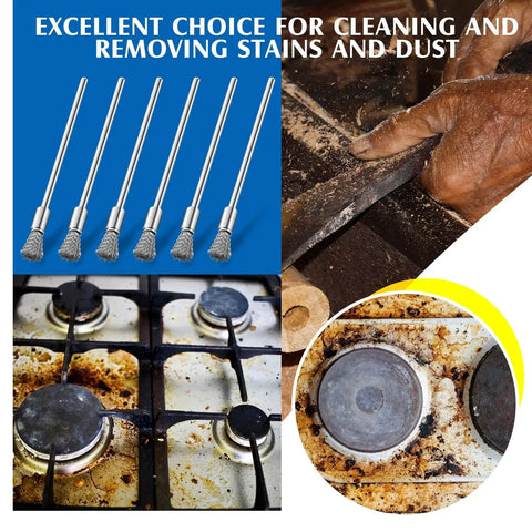 Tear Through Rust And Peeling Paint With This Heavy Duty Ten Pack Stainless Steel Wire Pen Brush featuring various cleaning tasks and dirt removal.