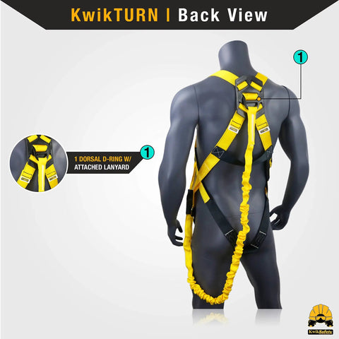 Back view of Scorpion Built Tough Full Body Safety Harness with 6ft Tubular Lanyard showing dorsal D-ring attachment.