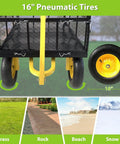 Heavy Duty Garden Cart With Removable Mesh Sides That Converts To Flatbed 1400 Lb Capacity Utility Wagon tires on grass