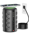 Power Strip Tower With 16 AC Outlets And 5 USB Ports, 6 Foot Cord, 21 In 1 Charging Station For Home Office Or College Dorm, Space Saving Surge Protector Hub For Multiple Devices, Fast USB A And USB C Charging, black