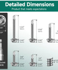 Detailed dimensions of Heavy Duty Hex Head Self Drilling Screws Assortment Kit 110 Piece Stainless Steel Sheet Metal Fasteners.