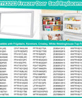 Premium Top Freezer Door Gasket Seal 17.91 X 28.74 Inches For Refrigerator Replacement, Compatible With Frigidaire, Kenmore, Crosley Freezers, Beefed Up Seal That Fits Tight And Keeps Cold Air In, shown with fridge list.