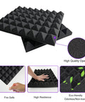Top Shelf Pyramid Acoustic Foam Panels 50 Pack 16X12X2 Inches High Density Sound Absorbing Tiles shown in high-quality, fire-safe material.