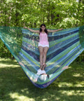 Jumbo Mayan Mexican Hammock For Big Groups And Families extra large hammock with people lounging in backyard