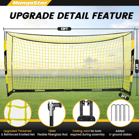 12x6 Ft Portable Soccer Goal For Backyard Use Fast Setup Collapsible Metal Base Rust Proof Frame Ideal For Indoor Outdoor Practice And Training Includes Carry Bag