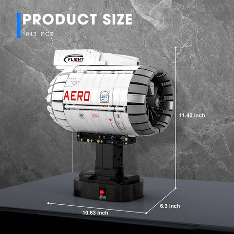 Hands On Electric Turbofan Engine Model Kit With Motor For STEM, 11.42 inch height, 1813 Pcs Aircraft Engine Building Set