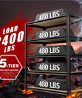 Heavy Duty 5 Tier Adjustable Garage Shelving Rack With Steel Construction And MDF Boards 2400 Lbs Capacity Ultra Sturdy Garage Storage Shelf System For Tools Parts And More, 5-tier steel rack, 36x16x72 in