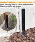 Fence Post Repair Kit Beefed Up Heavy Duty 11 Gauge Steel Anchor Bracket For 4x4 And 6x6 Wood Posts Reinforcement installed outdoors