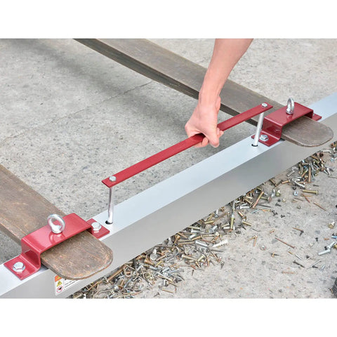 Heavy Duty Hang Type Magnetic Sweeper With Forklift Mount 84 Inch Wide Path, clearing nails and metal scrap with hand attachment.