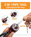 3 in 1 pipe tool with poker, reamer, and tamper from Heavy Duty Pipe Cleaners Tool Set 132 Hard Bristle Scrubbers Bulk Pack