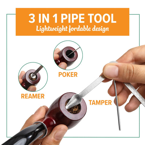 3 in 1 pipe tool with poker, reamer, and tamper from Heavy Duty Pipe Cleaners Tool Set 132 Hard Bristle Scrubbers Bulk Pack