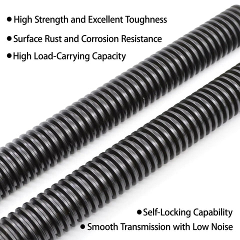Premium T45 Trapezoidal Lead Screw 45mm Diameter X 6mm Pitch Measuring 1140mm Long With Matching Nut Built Tough Carbon Steel Heavy Duty Craftsmanship Ready To Roll For 3D Printers And CNC Systems
