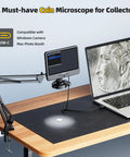 10.1 Inch IPS Digital Microscope With Flexible Arm Stand And 56 LED Ring Light For Coins And Soldering Electronics 260X Magnification PC View Dope connected to laptop