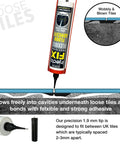 Extra Strength Floor And Tile Adhesive For Loose Or Hollow Tiles And Squeaky Wood Floors, All In One Repair Solution With A 5/64 Inch Stainless Steel Injection Tip And Anti Clog Cap, 10.1 Fl Oz side view
