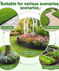 Collage showing uses of Landscape Edging Kit 1.5 Inch By 100 Foot Plastic Garden Border With 120 Spikes No Dig Black Border