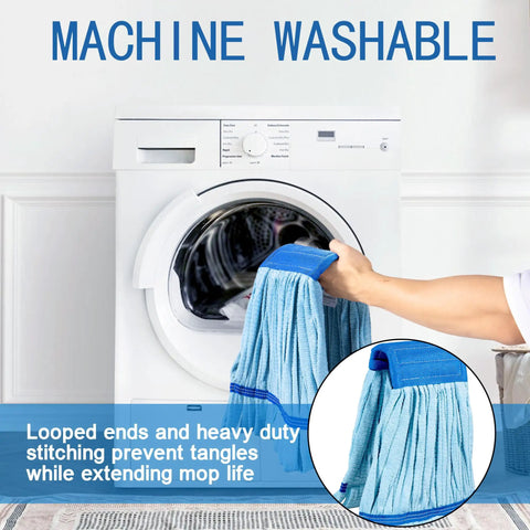 Grab These Top Shelf Microfiber Mop Refills For A Badass Clean Every Time Heavy Duty 400Gsm Thick Commercial Tube Head Replacement Set Super Absorbent Bulk Cleaning Supplies showing machine washable mop heads.