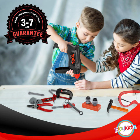 Dope 22 Piece Kids Tool Box Set With Working Push Button Drill Hammer Screwdriver Wrench And Pliers Super Sick Construction Playset With Sturdy Carry Chest For Toddlers Age 3 Plus Perfect Gift Idea