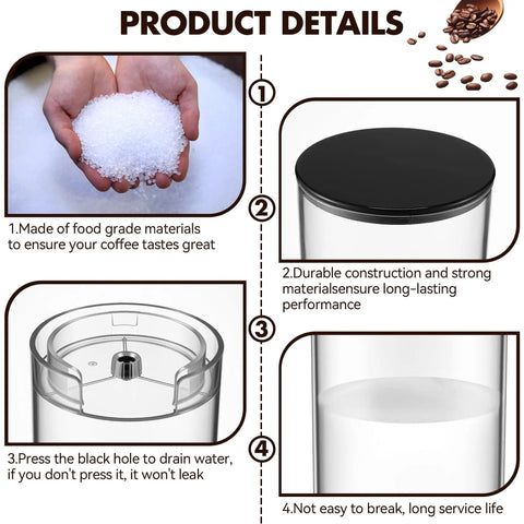 Product details for 60 Oz Water Tank Reservoir For Nespresso Vertuo Plus Deluxe XN900840 XN900T40, highlighting features and materials.