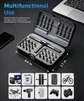 32 In 1 Magnetic Ratchet Screwdriver Set With Removable T Handle, open in black case, suitable for DIY home computer bicycle repair.