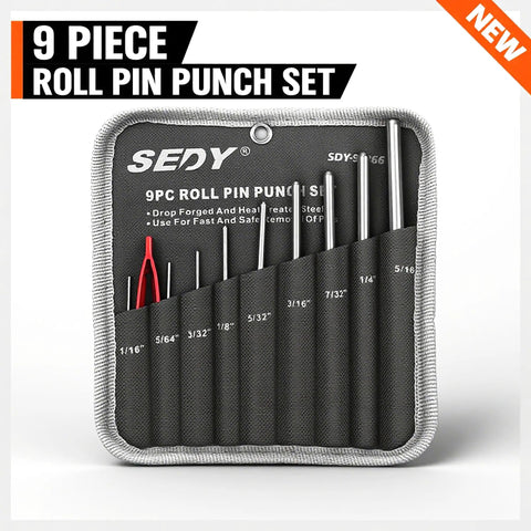 9-Piece Roll Pin Punch Set For Fast Pin Removal With Durable Chrome Vanadium Steel for Automotive, Firearm Maintenance, Jewelry Repair