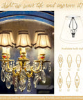 Chandelier with 10 Pack European Mini Lamp Shades For Chandeliers Clip On Fabric Drum Lampshades With Glitter Lace Trim