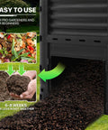 80 Gallon Large BPA Free Outdoor Compost Bin With Rotating Chamber And Sliding Door for garden composting