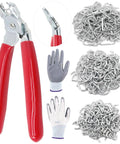 360 Piece Galvanized Hog Ring Kit With Angled Pliers For Upholstery Includes Three Quarter Inch, One Half Inch, And Three Eighths Inch Rings Pro DIY Installation Kit For Bungee Cords And Cushions.