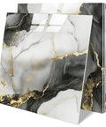 Marble Peel And Stick Backsplash Tiles 12x12 Inches Waterproof PVC Self Adhesive Wall Panels in metallic gray with marble design
