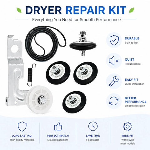 Dryer Drum Roller Kit Replacement For LG Front Load And Electric Dryers Fits DLE DLEX DLG Series Models with parts and features