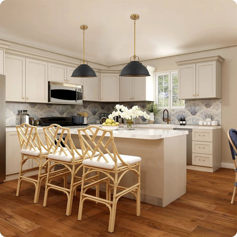 16-Inch 3-Light Modern Farmhouse Pendant Light With Metal Dome Shade In Golden Brass And Sandblasted Black Finish above kitchen island