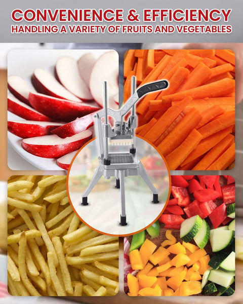 Ezcasch stainless steel commercial potato cutter with 4-blade set and lever
