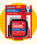 No Fuss All In One Drywall Repair Kit With 8 Oz Spackling Compound 4 Inch By 4 Inch Adhesive Metal Patch Spackling Knife And Sanding Pad