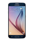 Slick Galaxy S6 Smartphone In Black Sapphire With 32GB Storage And Verizon Wireless Coverage Featuring A Dope 16MP Camera And Octa Core Processor For Smooth Daily Grind And Next Level Android Performance, front view.