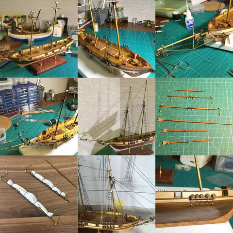 Wooden Ship Model Kit for Grownups One Ninety Six Scale Harvey 1847 Trading Ship with Metal Accessories and Laser Cut Parts Teak Deck