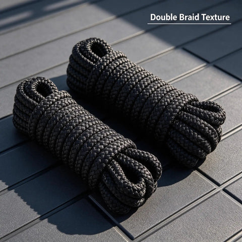 Beefy 3/8 Inch Dock Lines 2 Pack Marine Grade Nylon Rope Double Braided For Boat Mooring and Docking with loop on deck