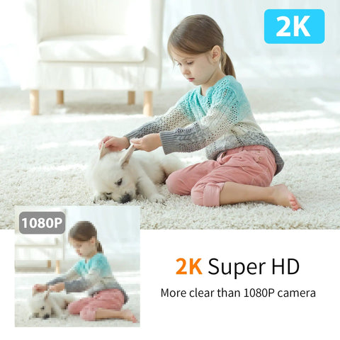 Crisp 2K Indoor Baby Monitor Camera for Home Security With 360 Degree View Night Vision Two Way Audio Motion Alerts Cloud Or TF Card Storage Alexa Compatible Pet Camera