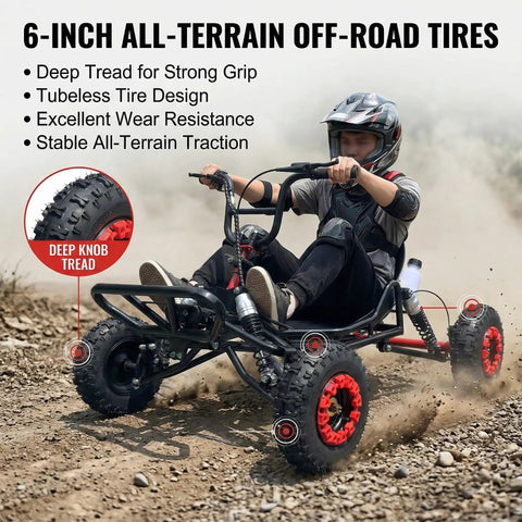 Gas Go Kart For Backyard Trails And Family Fun, EPA Compliant 63cc 2-Stroke Off Road Kart Reaches Up To 28 MPH, 440 lb Capacity