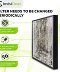 Claro Genuine True HEPA Replacement Filter With Activated Charcoal Prefilter For IC 4524 Air Purifier, dirty filter illustration