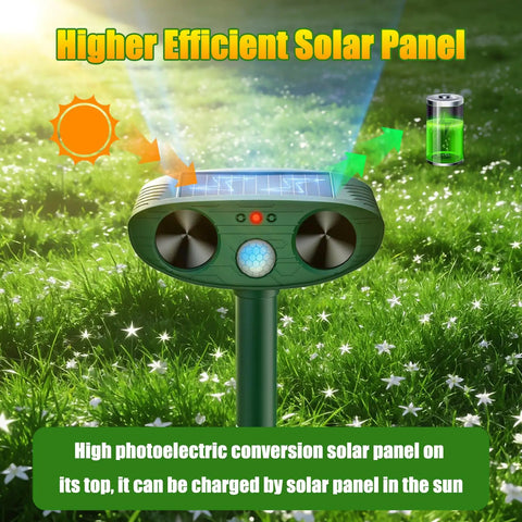 Solar Ultrasonic Outdoor Animal Repellent 4 Pack Upgraded Solar Powered Batteryless Deterrent For Gardens And Yards IP66 Waterproof Easy Install And Weatherproof Critter Defense For Pets And Wildlife, solar panel top view
