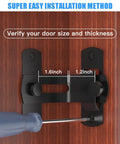 Close-up of 90 Degree Flip Barn Door Lock For Privacy And Security Hook Gate Latch made from 304 stainless steel being installed on wood surface.