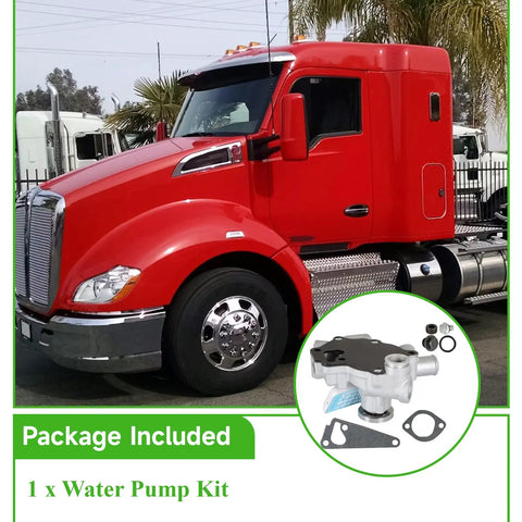 Heavy Duty Water Pump Replacement For Thermo King Tripac APU Evolution TK270 TK370 TK374 in front of red truck.