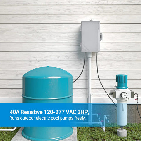 Beefy Outdoor Mechanical Pool Pump Timer Box 40A 120 to 277 VAC 24 Hour Programmable On Off Switch for water systems