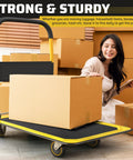 Heavy Duty Foldable Push Cart Dolly With 660 Lb Capacity And Upgraded Collapsible Hand Truck Folding Platform Swivel Wheels Bright Yellow