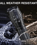 4 Pack Tactical Flashlights With 1500 Lumen Zoomable Led Beam, 5 Modes, Waterproof Pocket Light in water highlighting durability