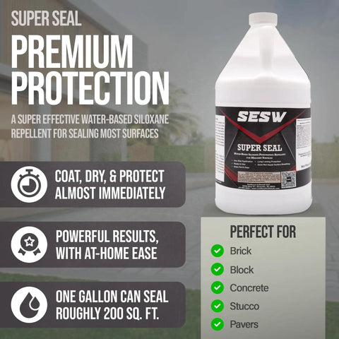 Heavy Duty Water Based Siloxane Concrete Sealer Locks Out Moisture Blocks Stains And Freeze Thaw Wear Soaks Into Block Or Brick For Tough Protection Easy Spray Application Makes Driveway Refresh A Breeze Covering One Thousand Sq Ft Per 5 Gallon Tub.