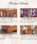 Product details of 59 Inch LED Curio Cabinet With Seven Color Lights showing elegant design, large storage, stable base, vintage metal handles.